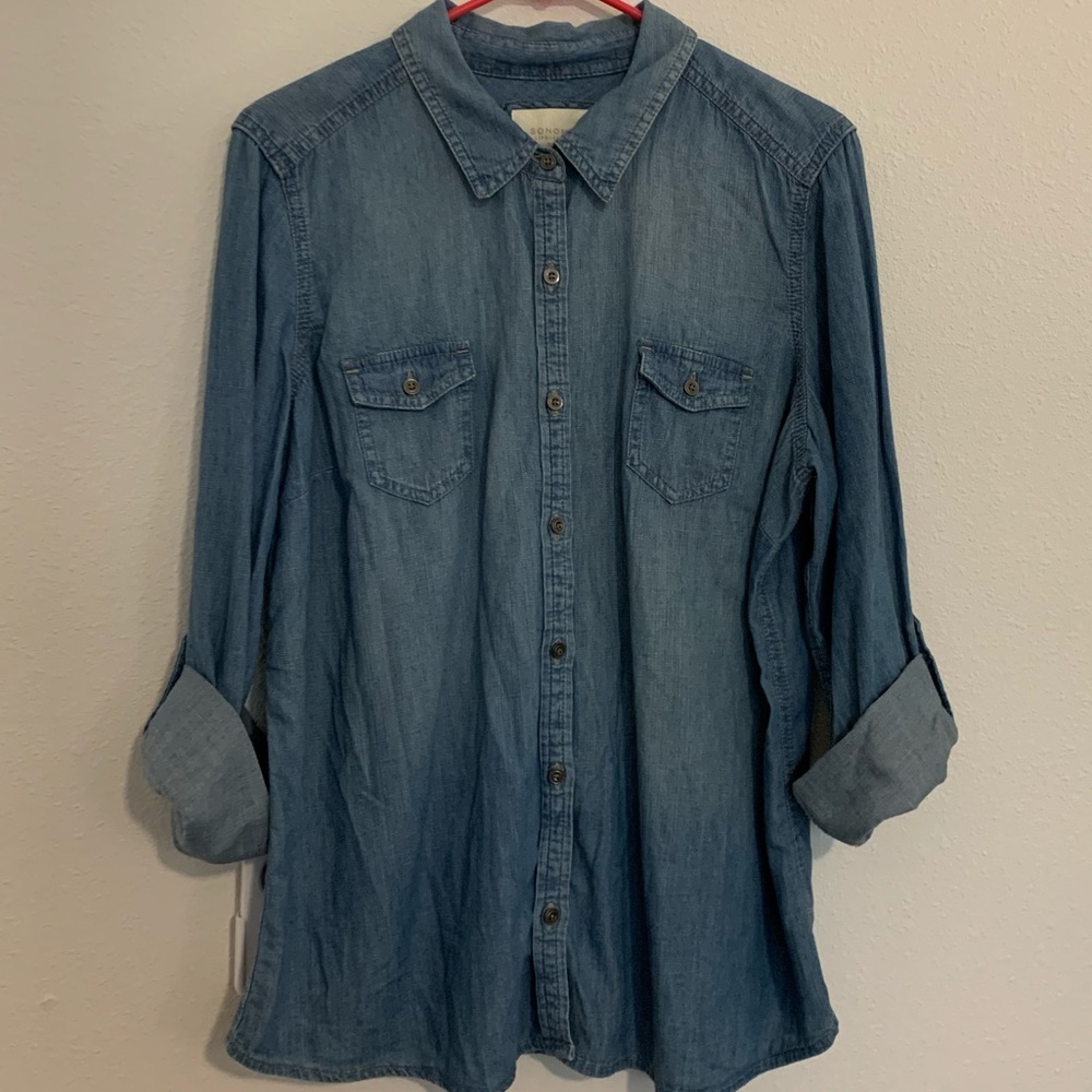 EUC Light Denim button down top